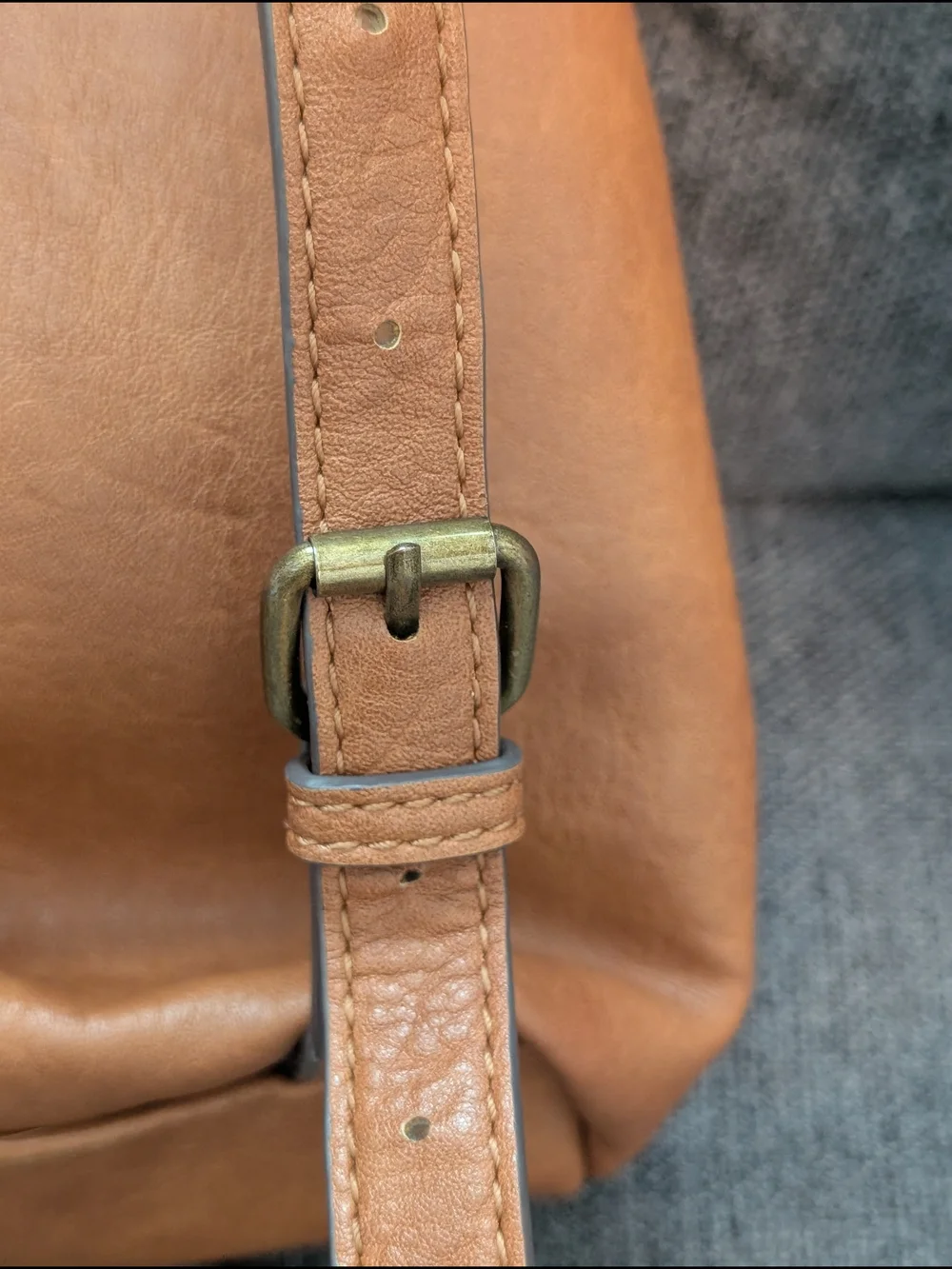 Market & Spruce Dara Zipper Detail Leather Backpack Tote - Cognac